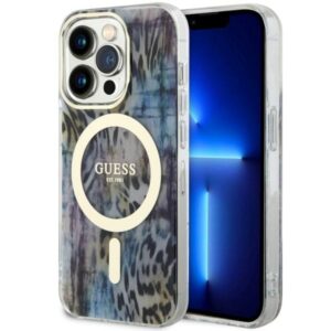Guess GUHMP14LHLEOPWB Leopard MagSafe tok iPhone 14 Pro 6,1″ készülékhez – kék