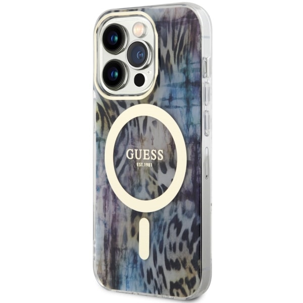 iTok webáruház - Guess Guess GUHMP14LHLEOPWB Leopard MagSafe tok iPhone 14 Pro 6,1" készülékhez – kék 2 Guess GUHMP14LHLEOPWB iPhone 14 Pro 6.1" blue/blue hardcase Leopard MagSafe