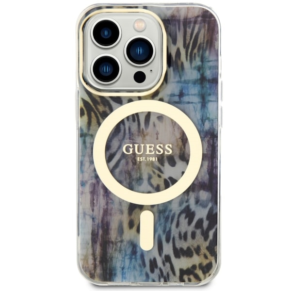 iTok webáruház - Guess Guess GUHMP14LHLEOPWB Leopard MagSafe tok iPhone 14 Pro 6,1" készülékhez – kék 3 Guess GUHMP14LHLEOPWB iPhone 14 Pro 6.1" blue/blue hardcase Leopard MagSafe
