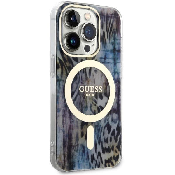 iTok webáruház - Guess Guess GUHMP14LHLEOPWB Leopard MagSafe tok iPhone 14 Pro 6,1" készülékhez – kék 4 Guess GUHMP14LHLEOPWB iPhone 14 Pro 6.1" blue/blue hardcase Leopard MagSafe