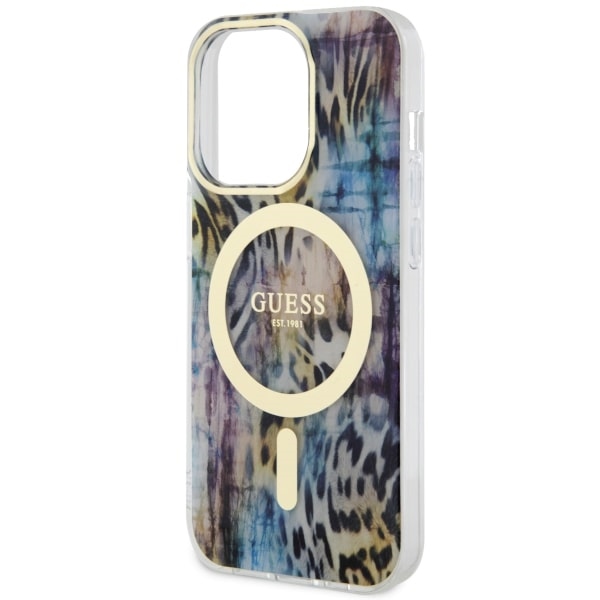iTok webáruház - Guess Guess GUHMP14LHLEOPWB Leopard MagSafe tok iPhone 14 Pro 6,1" készülékhez – kék 6 Guess GUHMP14LHLEOPWB iPhone 14 Pro 6.1" blue/blue hardcase Leopard MagSafe