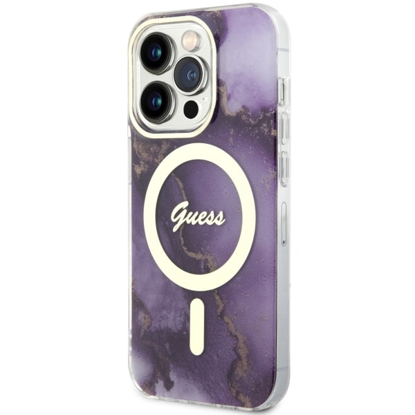 iTok webáruház - Guess Guess GUHMP14LHTMRSU Golden Marble MagSafe tok iPhone 14 Pro 6,1" készülékhez, lila 2 Guess GUHMP14LHTMRSU iPhone 14 Pro 6.1" purple/purple hardcase Golden Marble MagSafe