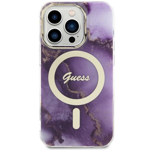 iTok webáruház - Guess Guess GUHMP14LHTMRSU Golden Marble MagSafe tok iPhone 14 Pro 6,1" készülékhez, lila 3 Guess GUHMP14LHTMRSU iPhone 14 Pro 6.1" purple/purple hardcase Golden Marble MagSafe
