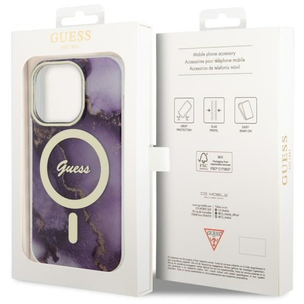 iTok webáruház - Guess Guess GUHMP14LHTMRSU Golden Marble MagSafe tok iPhone 14 Pro 6,1" készülékhez, lila 8 Guess GUHMP14LHTMRSU iPhone 14 Pro 6.1" purple/purple hardcase Golden Marble MagSafe