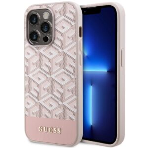 Guess GUHMP14LHGCFSEP iPhone 14 Pro 6,1 hüvelykes rózsaszín kemény tok – GCube Stripes MagSafe