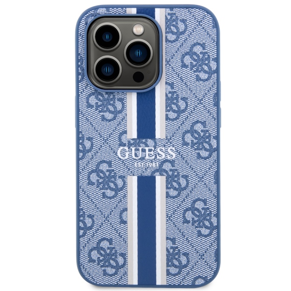 iTok webáruház - Guess Guess GUHMP14LP4RPSB 4G Printed Stripes MagSafe tok iPhone 14 Pro készülékhez, kék 3 Guess GUHMP14LP4RPSB iPhone 14 Pro 6.1" blue/blue hardcase 4G Printed Stripes MagSafe