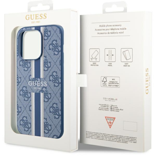 iTok webáruház - Guess Guess GUHMP14LP4RPSB 4G Printed Stripes MagSafe tok iPhone 14 Pro készülékhez, kék 8 Guess GUHMP14LP4RPSB iPhone 14 Pro 6.1" blue/blue hardcase 4G Printed Stripes MagSafe