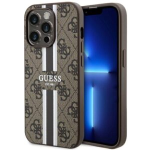 Guess GUHMP14LP4RPSW tok iPhone 14 Pro 6,1 hüvelykes készülékhez – 4G Printed Stripes MagSafe, barna