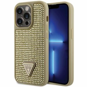 Guess GUHCP14LHDGTPD Rhinestone Triangle tok iPhone 14 Pro 6,1″ készülékhez – arany