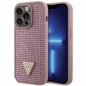 Guess GUHCP14LHDGTPP Rhinestone Triangle tok iPhone 14 Pro 6,1 hüvelykes készülékhez