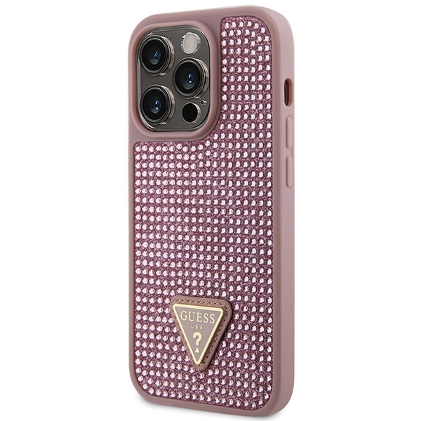 iTok webáruház - Guess Guess GUHCP14LHDGTPP Rhinestone Triangle tok iPhone 14 Pro 6,1 hüvelykes készülékhez 2 Guess GUHCP14LHDGTPP iPhone 14 Pro 6.1" pink/pink hardcase Rhinestone Triangle