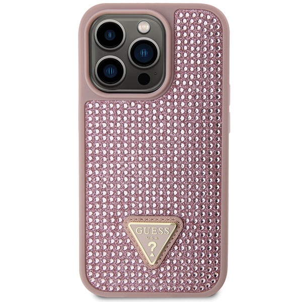 iTok webáruház - Guess Guess GUHCP14LHDGTPP Rhinestone Triangle tok iPhone 14 Pro 6,1 hüvelykes készülékhez 3 Guess GUHCP14LHDGTPP iPhone 14 Pro 6.1" pink/pink hardcase Rhinestone Triangle