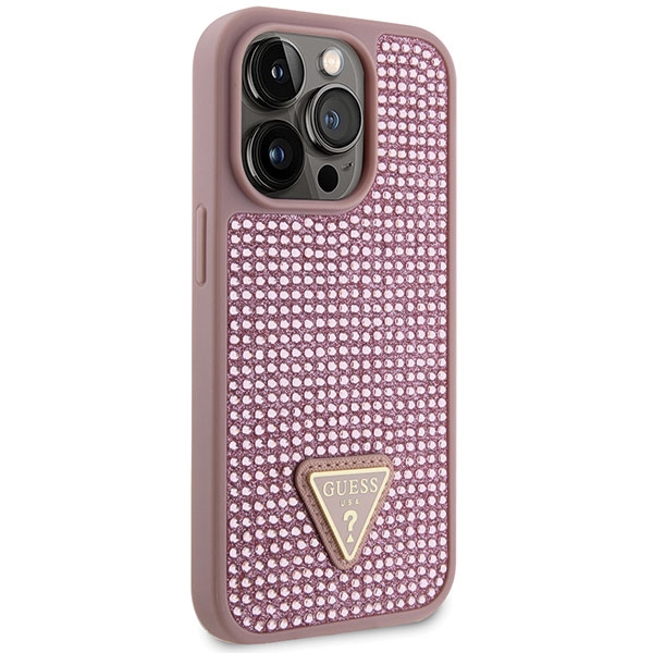 iTok webáruház - Guess Guess GUHCP14LHDGTPP Rhinestone Triangle tok iPhone 14 Pro 6,1 hüvelykes készülékhez 4 Guess GUHCP14LHDGTPP iPhone 14 Pro 6.1" pink/pink hardcase Rhinestone Triangle