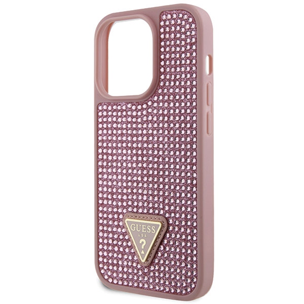 iTok webáruház - Guess Guess GUHCP14LHDGTPP Rhinestone Triangle tok iPhone 14 Pro 6,1 hüvelykes készülékhez 6 Guess GUHCP14LHDGTPP iPhone 14 Pro 6.1" pink/pink hardcase Rhinestone Triangle
