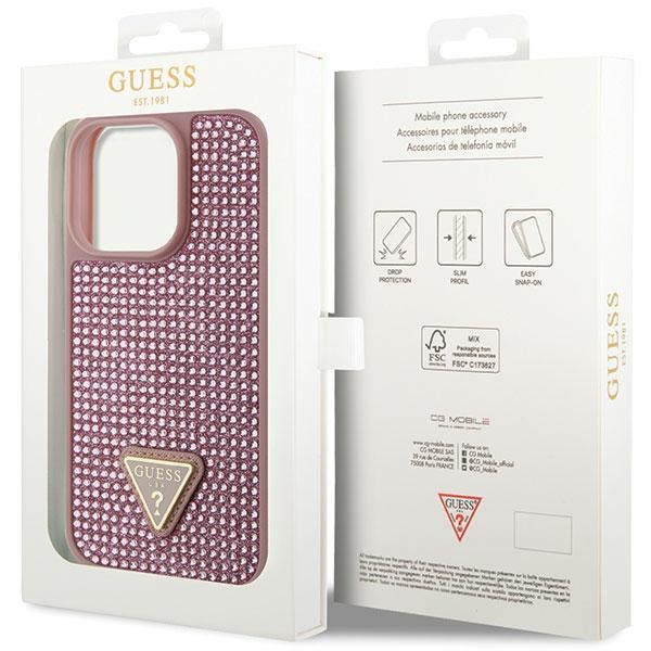 iTok webáruház - Guess Guess GUHCP14LHDGTPP Rhinestone Triangle tok iPhone 14 Pro 6,1 hüvelykes készülékhez 8 Guess GUHCP14LHDGTPP iPhone 14 Pro 6.1" pink/pink hardcase Rhinestone Triangle
