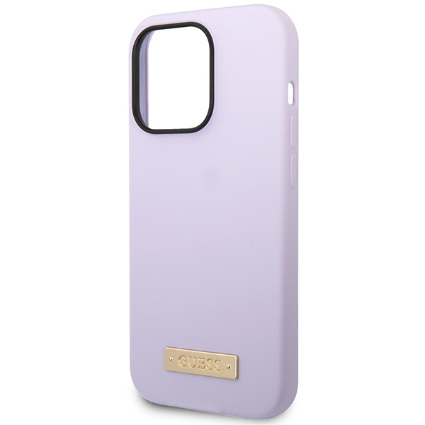 iTok webáruház - Guess Guess GUHMP14LSBPLU iPhone 14 Pro 6,1" lila szilikon tok MagSafe 6 Guess GUHMP14LSBPLU iPhone 14 Pro 6.1" purple/purple hard case Silicone Logo Plate MagSafe