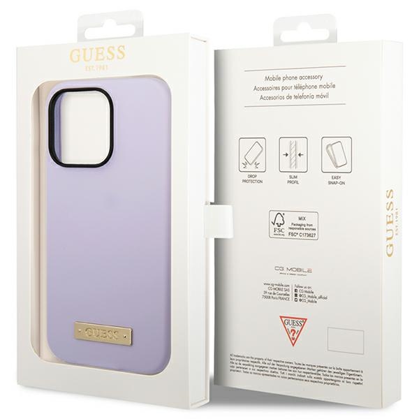 iTok webáruház - Guess Guess GUHMP14LSBPLU iPhone 14 Pro 6,1" lila szilikon tok MagSafe 8 Guess GUHMP14LSBPLU iPhone 14 Pro 6.1" purple/purple hard case Silicone Logo Plate MagSafe