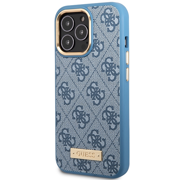 iTok webáruház - Guess Guess GUHMP14LU4GPRB iPhone 14 Pro 6,1 hüvelykes kék tok 4G Logo Plate MagSafe 2 Guess GUHMP14LU4GPRB iPhone 14 Pro 6.1" blue/blue hard case 4G Logo Plate MagSafe