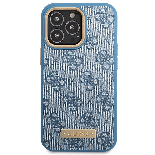 iTok webáruház - Guess Guess GUHMP14LU4GPRB iPhone 14 Pro 6,1 hüvelykes kék tok 4G Logo Plate MagSafe 3 Guess GUHMP14LU4GPRB iPhone 14 Pro 6.1" blue/blue hard case 4G Logo Plate MagSafe