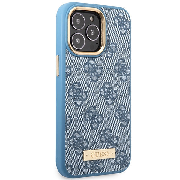 iTok webáruház - Guess Guess GUHMP14LU4GPRB iPhone 14 Pro 6,1 hüvelykes kék tok 4G Logo Plate MagSafe 4 Guess GUHMP14LU4GPRB iPhone 14 Pro 6.1" blue/blue hard case 4G Logo Plate MagSafe