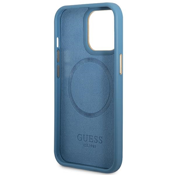 iTok webáruház - Guess Guess GUHMP14LU4GPRB iPhone 14 Pro 6,1 hüvelykes kék tok 4G Logo Plate MagSafe 7 Guess GUHMP14LU4GPRB iPhone 14 Pro 6.1" blue/blue hard case 4G Logo Plate MagSafe