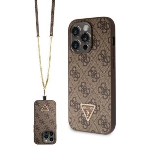 Guess GUHCP14LP4TDSCPW tok iPhone 14 Pro készülékhez – Crossbody 4G Metal Logo (barna)