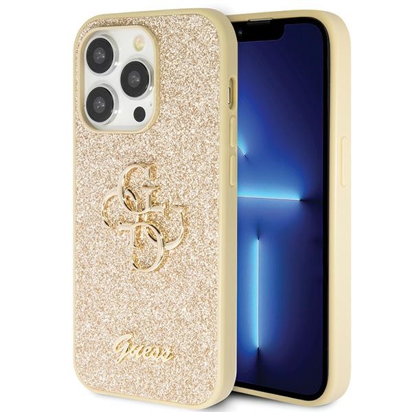 iTok webáruház - Guess Guess GUHCP14LHG4SGD tok iPhone 14 Pro készülékhez – Glitter Script Big 4G, arany 1 Guess GUHCP14LHG4SGD case for iPhone 14 Pro - gold Glitter Script Big 4G