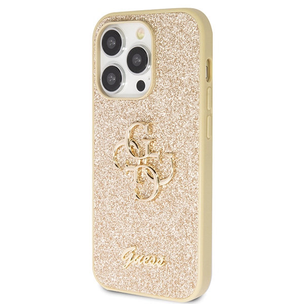 iTok webáruház - Guess Guess GUHCP14LHG4SGD tok iPhone 14 Pro készülékhez – Glitter Script Big 4G, arany 2 Guess GUHCP14LHG4SGD case for iPhone 14 Pro - gold Glitter Script Big 4G