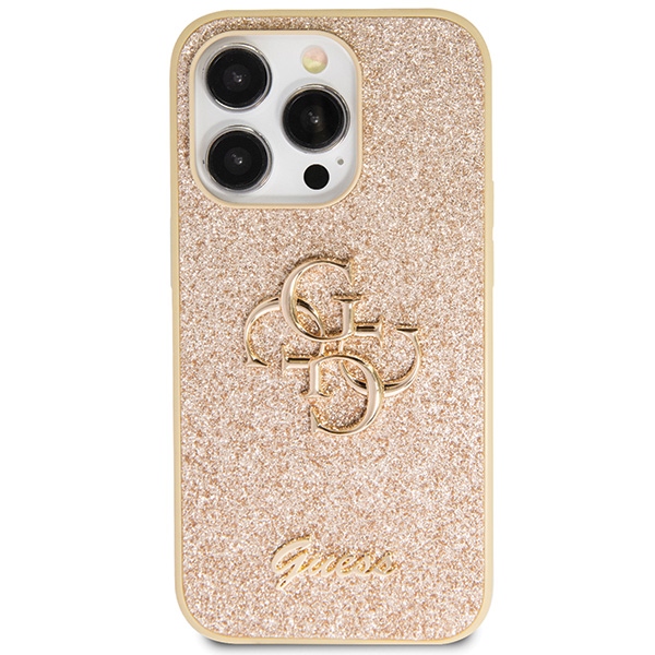 iTok webáruház - Guess Guess GUHCP14LHG4SGD tok iPhone 14 Pro készülékhez – Glitter Script Big 4G, arany 3 Guess GUHCP14LHG4SGD case for iPhone 14 Pro - gold Glitter Script Big 4G