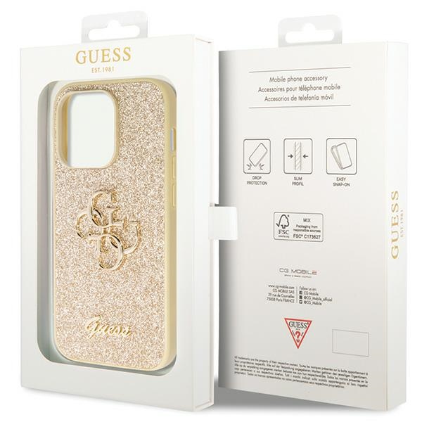 iTok webáruház - Guess Guess GUHCP14LHG4SGD tok iPhone 14 Pro készülékhez – Glitter Script Big 4G, arany 8 Guess GUHCP14LHG4SGD case for iPhone 14 Pro - gold Glitter Script Big 4G