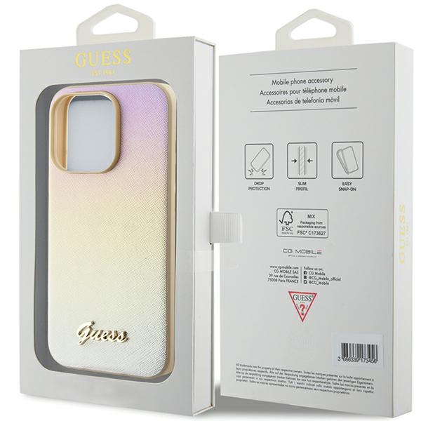 iTok webáruház - Guess Guess Saffiano Iridescent Script tok iPhone 14 Pro készülékhez (arany) 8 Guess Saffiano Iridescent Script case for iPhone 14 Pro (arany)