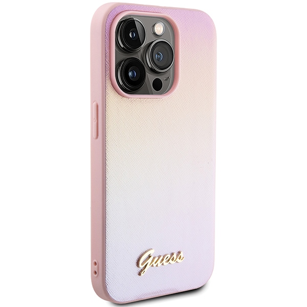 iTok webáruház - Guess Guess Saffiano Iridescent Script tok iPhone 14 Pro készülékhez (rózsaszín) 4 Guess Saffiano Iridescent Script case for iPhone 14 Pro (rózsaszín)