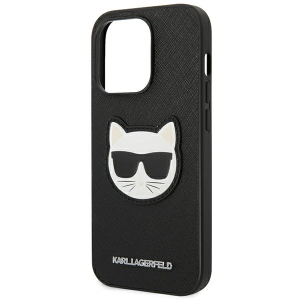iTok webáruház - Karl Lagerfeld Karl Lagerfeld Saffiano Choupette Head Patch tok iPhone 14 Pro készülékhez (fekete) 6 Karl Lagerfeld Saffiano Choupette Head Patch Case for iPhone 14 Pro (fekete)