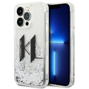 Karl Lagerfeld Liquid Glitter Big KL tok iPhone 14 Pro készülékhez (ezüst)