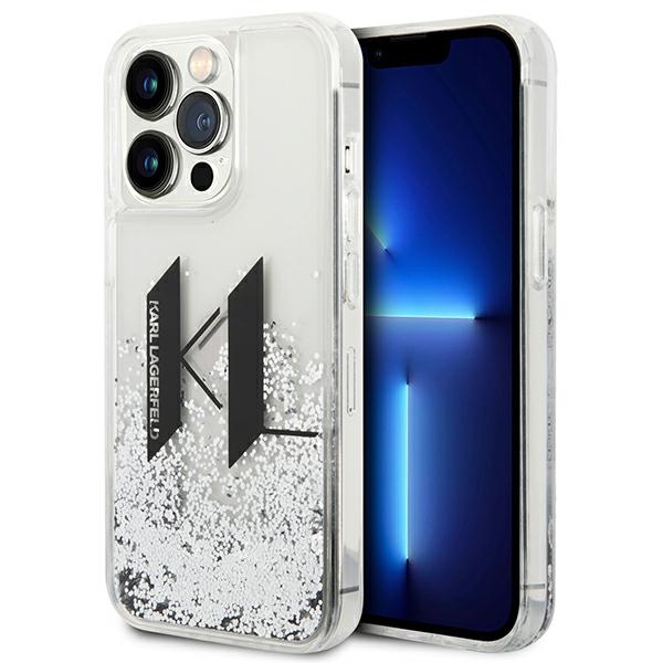 iTok webáruház - Karl Lagerfeld Karl Lagerfeld Liquid Glitter Big KL tok iPhone 14 Pro készülékhez (ezüst) 1 Karl Lagerfeld Liquid Glitter Big KL case for iPhone 14 Pro (ezüst)