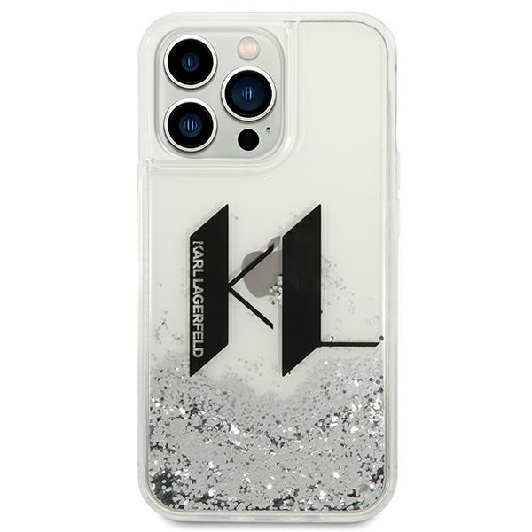 iTok webáruház - Karl Lagerfeld Karl Lagerfeld Liquid Glitter Big KL tok iPhone 14 Pro készülékhez (ezüst) 3 Karl Lagerfeld Liquid Glitter Big KL case for iPhone 14 Pro (ezüst)