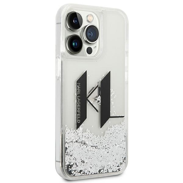 iTok webáruház - Karl Lagerfeld Karl Lagerfeld Liquid Glitter Big KL tok iPhone 14 Pro készülékhez (ezüst) 4 Karl Lagerfeld Liquid Glitter Big KL case for iPhone 14 Pro (ezüst)