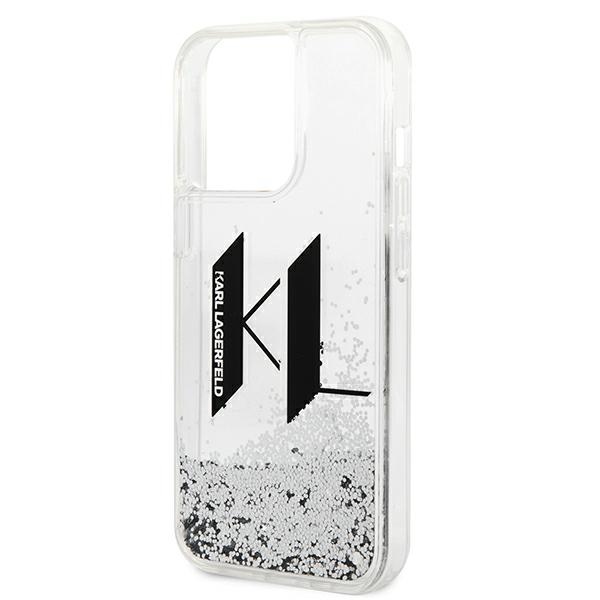 iTok webáruház - Karl Lagerfeld Karl Lagerfeld Liquid Glitter Big KL tok iPhone 14 Pro készülékhez (ezüst) 6 Karl Lagerfeld Liquid Glitter Big KL case for iPhone 14 Pro (ezüst)