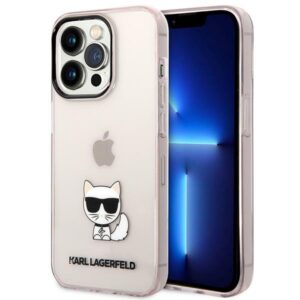 Karl Lagerfeld KLHCP14LCTTRI iPhone 14 Pro tok – Choupette Body, rózsaszín/átlátszó