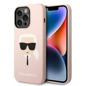Karl Lagerfeld KLHMP14LSLKHLP szilikon tok iPhone 14 Pro 6,1 hüvelykes készülékhez – Karl’s Head, világos rózsaszín, MagSafe