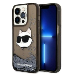 Karl Lagerfeld KLHCP14LLNCHCK iPhone 14 Pro 6,1 hüvelykes fekete keménytok – Glitter Choupette Head