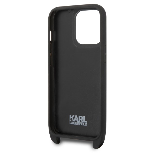 iTok webáruház - Karl Lagerfeld Karl Lagerfeld KLHCP14LSTMMK kemény tok iPhone 14 Pro 6,1 hüvelykes készülékhez, fekete 4 Karl Lagerfeld KLHCP14LSTMMK iPhone 14 Pro 6.1" hardcase black/black Monogram Plaque Logo Strap