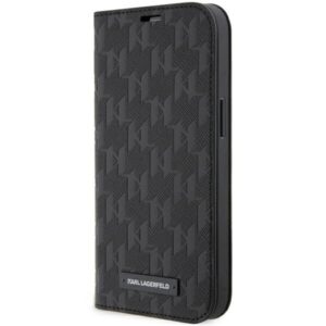 Karl Lagerfeld KLBKP14LSAKLHPK Saffiano Monogram könyvtok iPhone 14 Pro 6,1 hüvelykhez, fekete