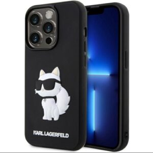 Karl Lagerfeld KLHCP14L3DRKHNK 3D Rubber Choupette tok iPhone 14 Pro 6,1″ készülékhez, fekete