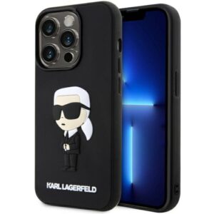 Karl Lagerfeld KLHCP14L3DRKINK iPhone 14 Pro 6.1″ fekete kemény tok 3D Rubber Ikonik