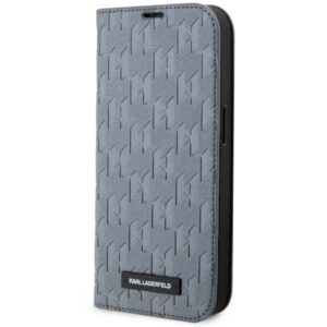 Karl Lagerfeld KLBKP14LSAKLHPG Saffiano Monogram könyvtok iPhone 14 Pro 6,1 hüvelyk készülékhez – ezüst