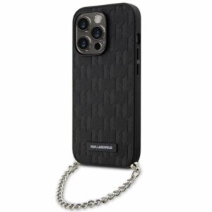 Karl Lagerfeld KLHCP14LSACKLHPK tok iPhone 14 Pro 6,1 hüvelykes készülékhez – Saffiano Monogram Chain, fekete