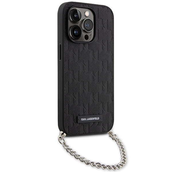 iTok webáruház - Karl Lagerfeld Karl Lagerfeld KLHCP14LSACKLHPK tok iPhone 14 Pro 6,1 hüvelykes készülékhez – Saffiano Monogram Chain, fekete 3 Karl Lagerfeld KLHCP14LSACKLHPK iPhone 14 Pro 6.1" black/black hardcase Saffiano Monogram Chain