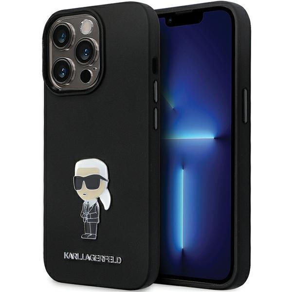 iTok webáruház - Karl Lagerfeld Karl Lagerfeld KLHCP14LSMHKNPK szilikon tok iPhone 14 Pro készülékhez – fekete 1 Karl Lagerfeld KLHCP14LSMHKNPK case for iPhone 14 Pro - black Silicone Ikonik Metal Pin