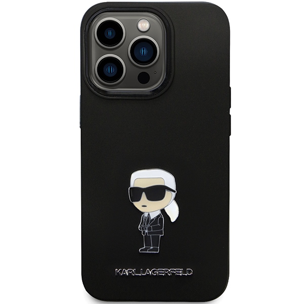 iTok webáruház - Karl Lagerfeld Karl Lagerfeld KLHCP14LSMHKNPK szilikon tok iPhone 14 Pro készülékhez – fekete 3 Karl Lagerfeld KLHCP14LSMHKNPK case for iPhone 14 Pro - black Silicone Ikonik Metal Pin